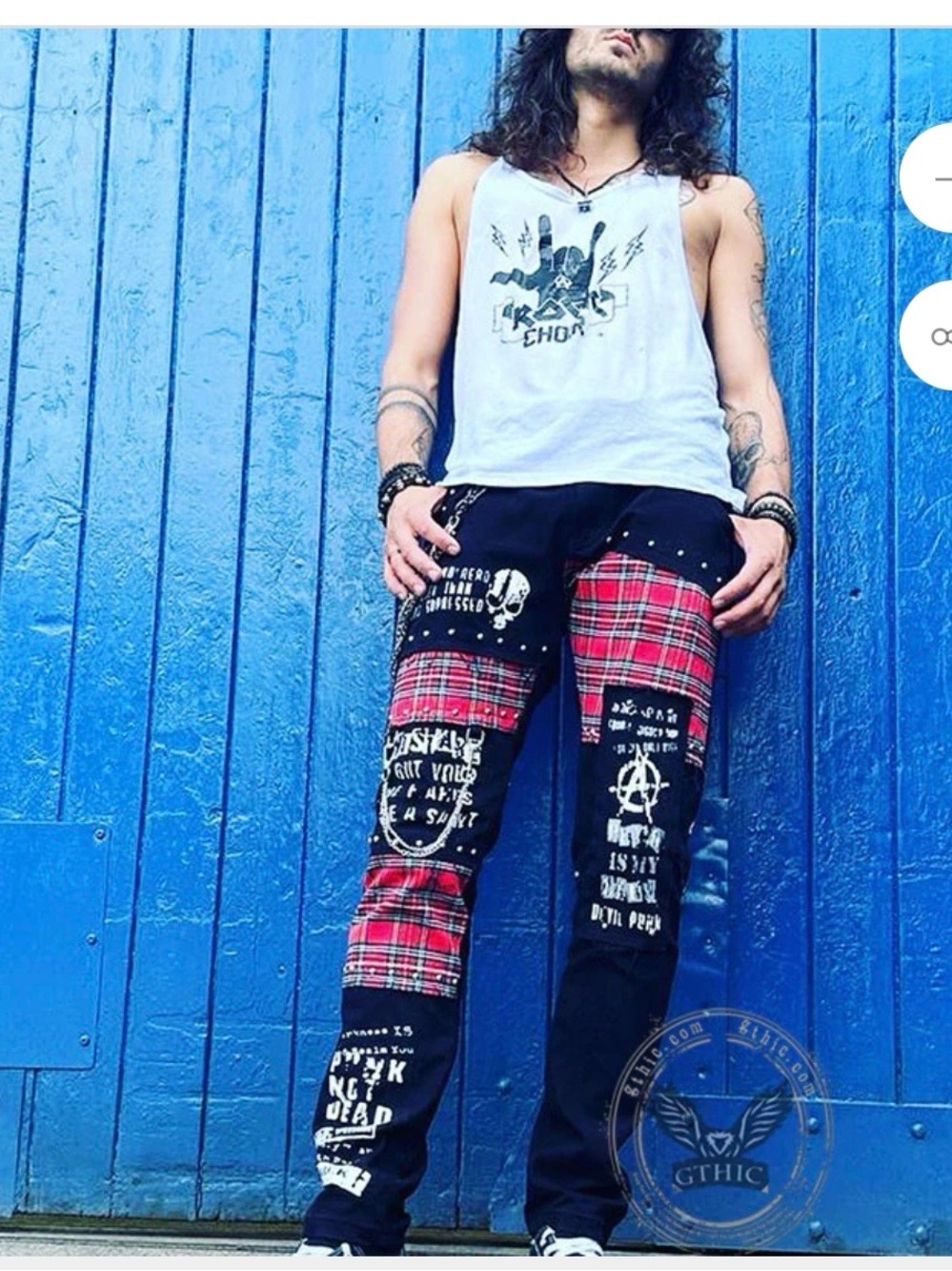 Patch Skull Print Cotton Men’s Punk Pants